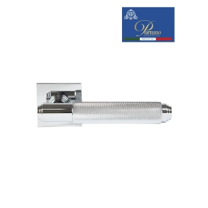 Дверная ручка на розетке Portuno Exa Zig 201.01 Полированный хром