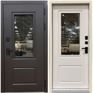 Входная дверь с терморазрывом для дома Аляска 2 Эмаль RAL 8019