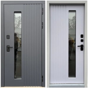 Входная дверь с терморазрывом для дома Север 2 окно эмаль 7024